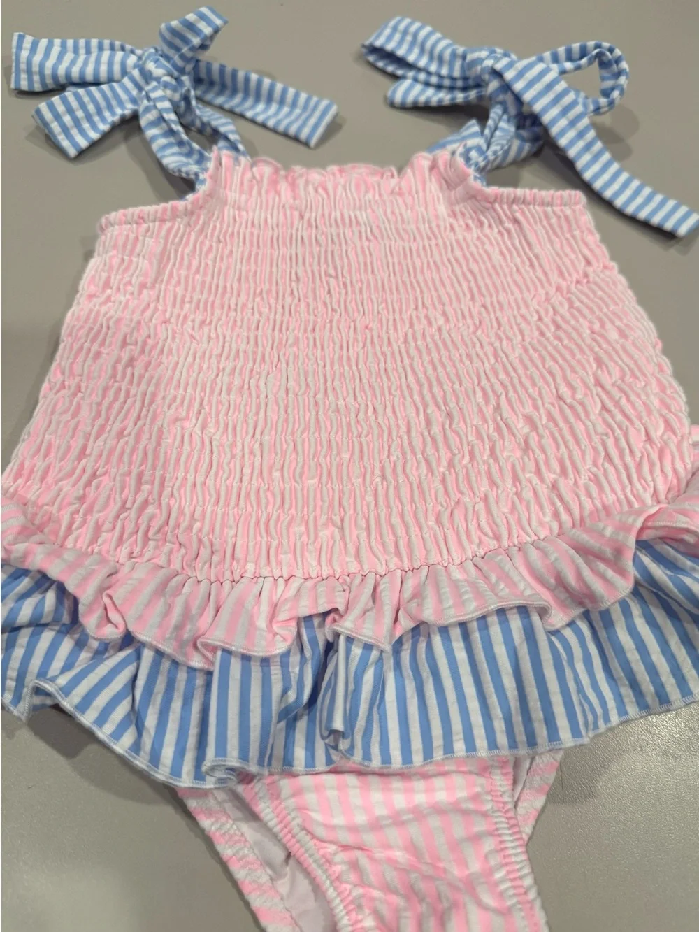 Classical Whimsey Pink & Blue Ruffle Swimsuit - 2T  Like new!